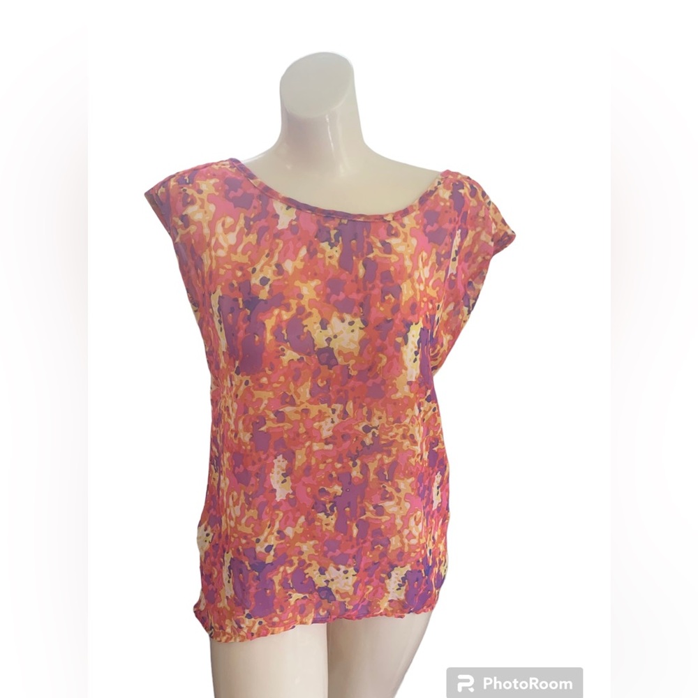 Clo Jeans Women's Top Blouse Chiffon Open Back Size L